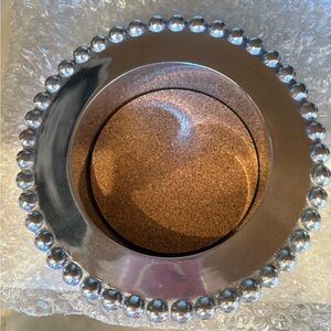 Mariposa Silver Beaded Candle Holder with Cork Center